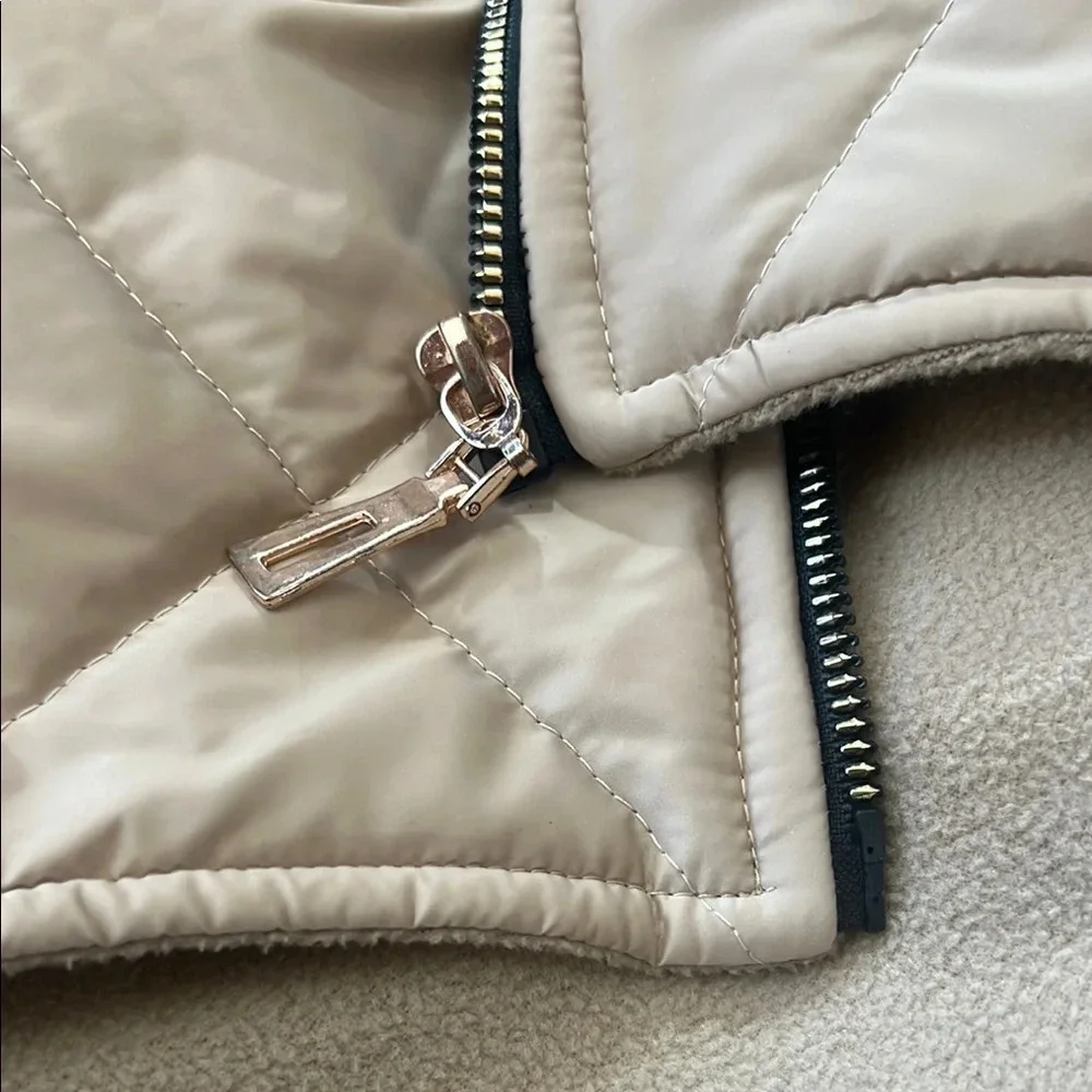 Tan Quilted Hooded Jacket with Ears 12-18 months baby ! European EUC